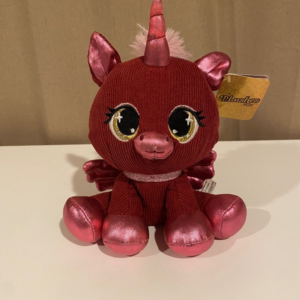 Gund Plushies Pets Vera Von Cord 9" Unicorn Burgundy Pink Pegasus Stuffed Animal